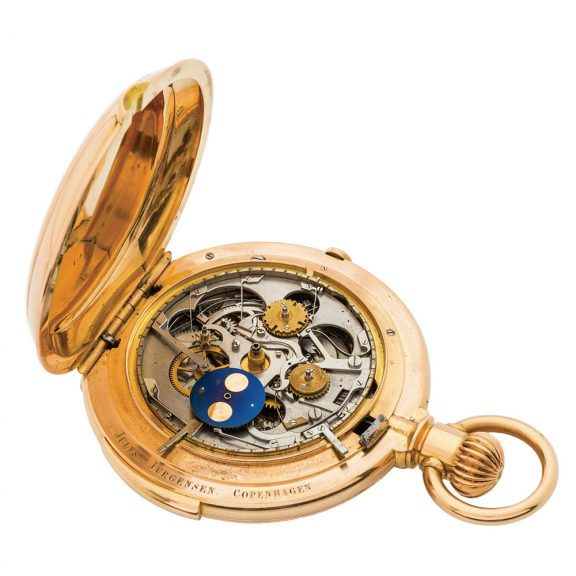 Equally rare Danish gold minute repeating chronograph Circa 1875 Equally rare Danish gold minute repeating chronograph Circa 1875