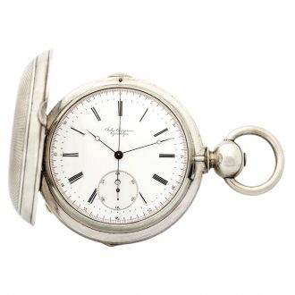 Massive Danish silver deck chronometer with chronograph Circa 1879