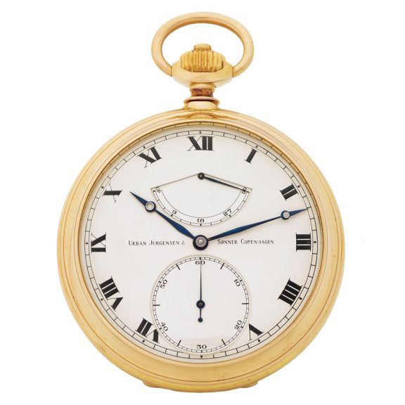 Exceptional Danish gold tourbillon with power reserve Circa 1980