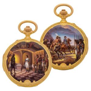 Excellent Swiss gold repeater with double enamel scene Circa 1880