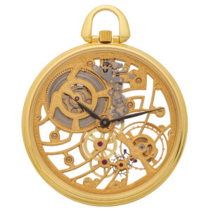 Elegant Swiss gold skeletonized keyless dress watch, Circa 1981
