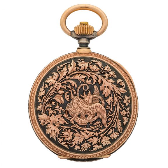 Splendid Swiss silver-niello hunting cased pocket watch Circa 1899
