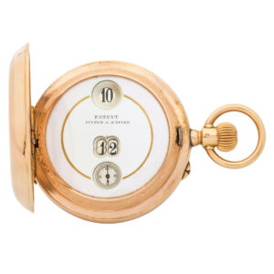 Swiss 14K gold watch with digital time indication Circa 1900