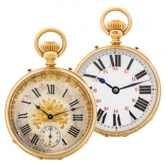 Unique Swiss gold double dialled pocket watch Circa 1890