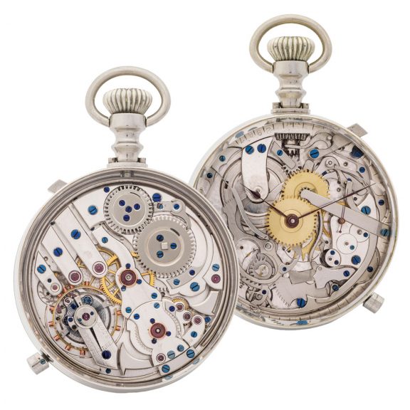 Swiss chromed custom-made glazed minute repeater Circa 1910 Swiss chromed custom-made glazed minute repeater Circa 1910