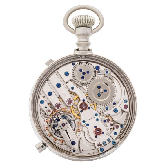 Swiss chromed custom-made glazed minute repeater Circa 1910