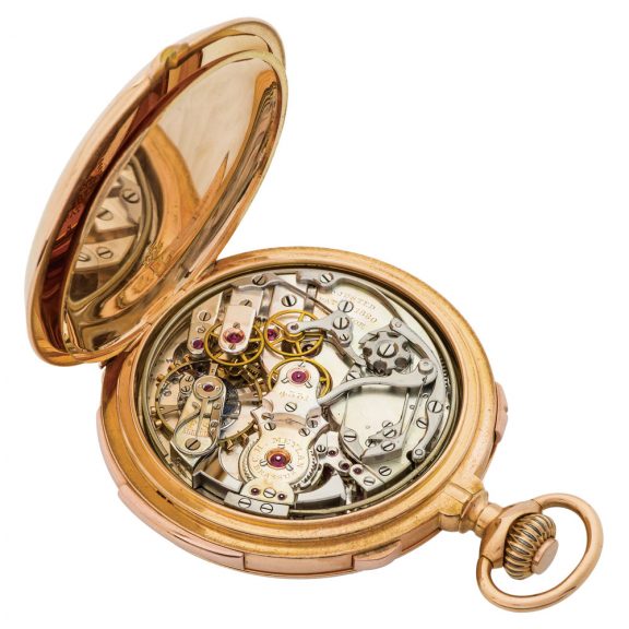 Swiss gold repeater with split-seconds chronograph Circa 1890 Swiss gold repeater with split-seconds chronograph Circa 1890