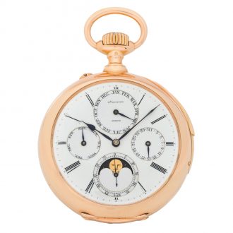 Swiss pink gold minute repeating keyless pocket watch Circa 1890