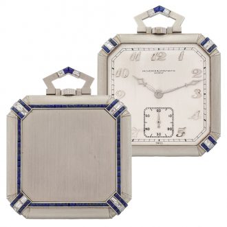 Swiss white gold square Art-Deco keyless dress watch Circa 1929