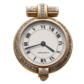 French yellow and white gold, diamond pendant watch Circa 1990