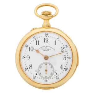 Swiss 18K gold minute repeating keyless pocket watch Circa 1890