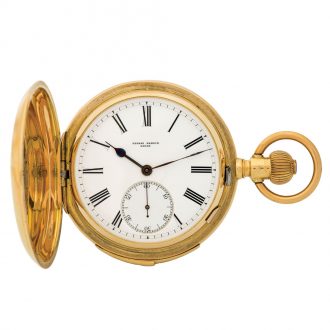 Swiss 18K yellow gold hunting cased minute repeater Circa 1900