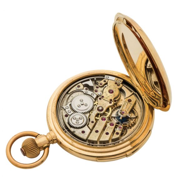 Swiss 18K yellow gold hunting cased minute repeater Circa 1900 Swiss 18K yellow gold hunting cased minute repeater Circa 1900