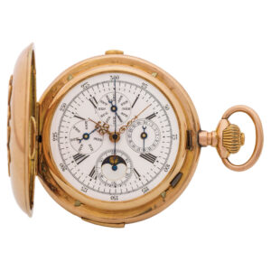 Large Swiss 14K gold quarter repeating pocket watch Circa 1900