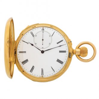 Rare Swiss gold minute repeater with gold wheel train Circa 1880