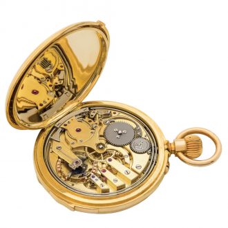 Rare Swiss gold minute repeater with gold wheel train Circa 1880