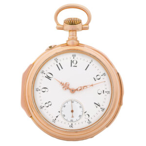 Swiss pink gold minute repeater with family crest Circa 1900