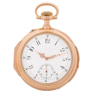 Swiss pink gold minute repeater with family crest Circa 1900