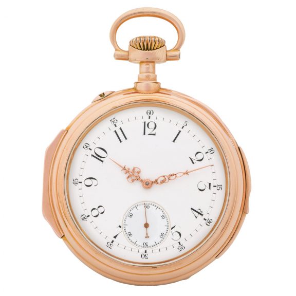 Swiss pink gold minute repeater with family crest Circa 1900
