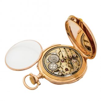 Swiss pink gold minute repeater with family crest Circa 1900