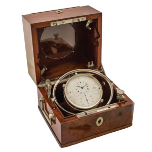 Impressive French deck chronometer in heavy mahogany box Circa 1821
