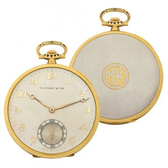 Elegant Swiss yellow and white gold dress pocket watch Circa 1940
