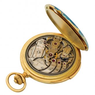 Swiss gold repeating hunting cased pocket watch Circa 1920 Swiss gold repeating hunting cased pocket watch Circa 1920