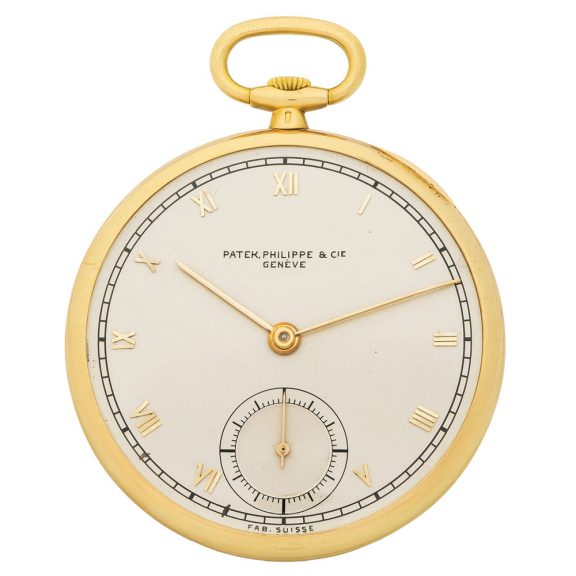 Extra flat Swiss gold keyless dress pocket watch Circa 1940