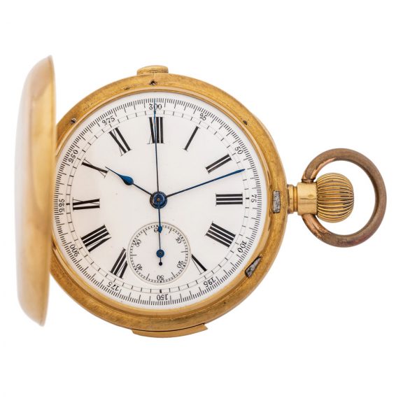 Swiss 18K gold quarter repeating chronograph watch Circa 1890
