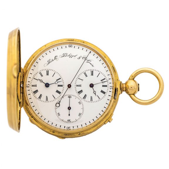 Swiss 18K yellow gold two-time zone pocket watch Circa 1900