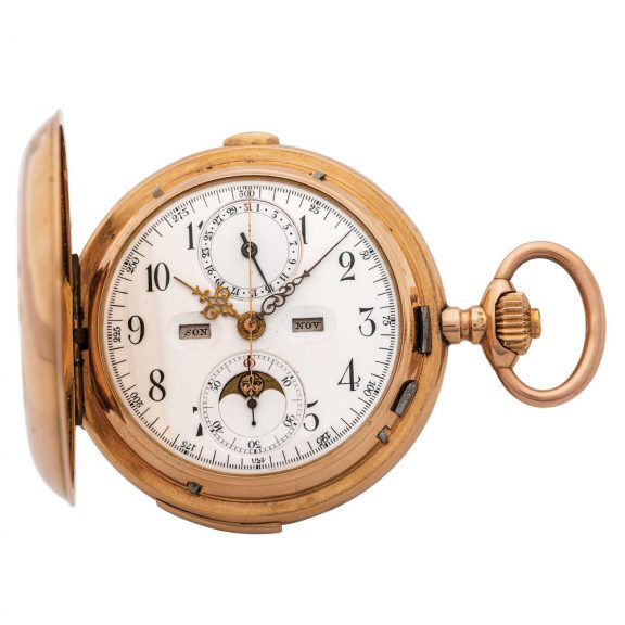 Swiss 14K pink gold quarter repeating chronograph Circa 1890 Swiss 14K pink gold quarter repeating chronograph Circa 1890