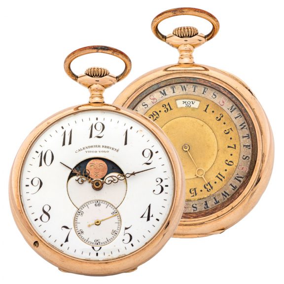 Unusual Swiss gold double-dialed pocket watch Circa 1910