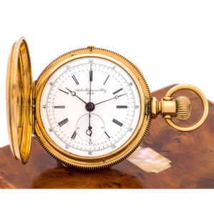 Swiss gold hunting cased double train pocket watch Circa 1865