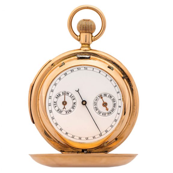Swiss gold repeating double-dialed pocket watch Circa 1900 Swiss gold repeating double-dialed pocket watch Circa 1900