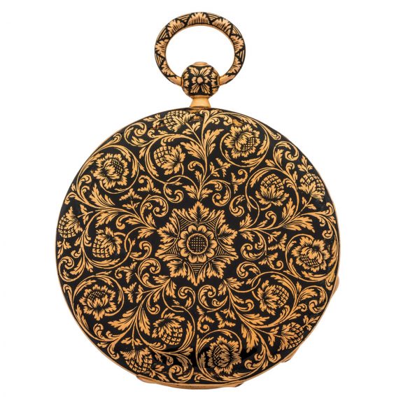 Charming French gold and champleve enamel digital watch Circa 1830
