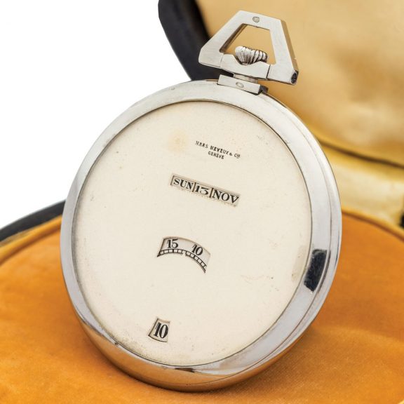 Elegant Swiss platinum digital Art Deco dress watch Circa 1900 Elegant Swiss platinum digital Art Deco dress watch Circa 1900