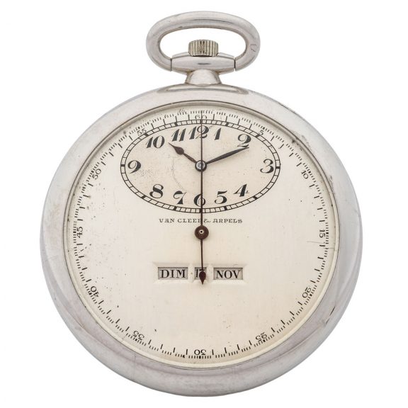 Swiss platinum dress watch with digital calendar Circa 1920