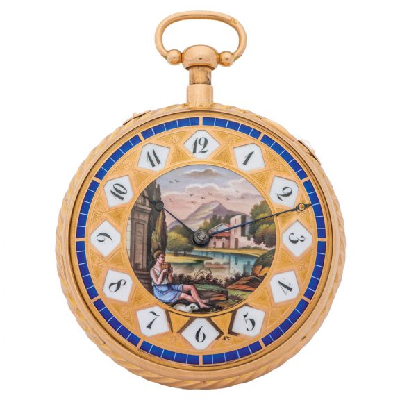 Large Swiss gold quarter repeating musical pocket watch Circa 1820