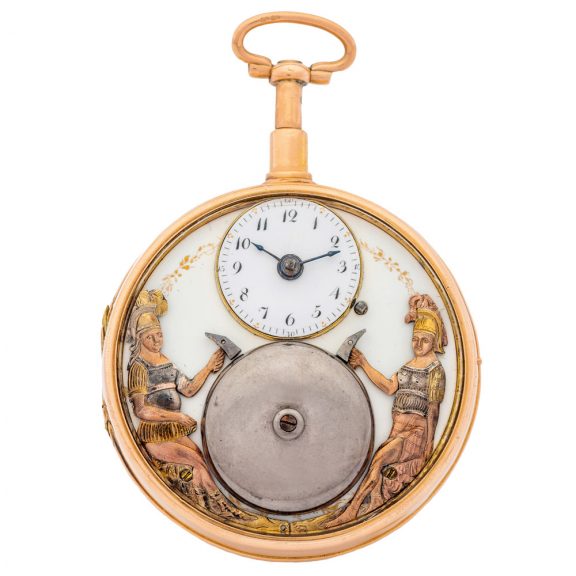 Swiss 18K gold quarter repeater with automaton Jacks Circa 1800