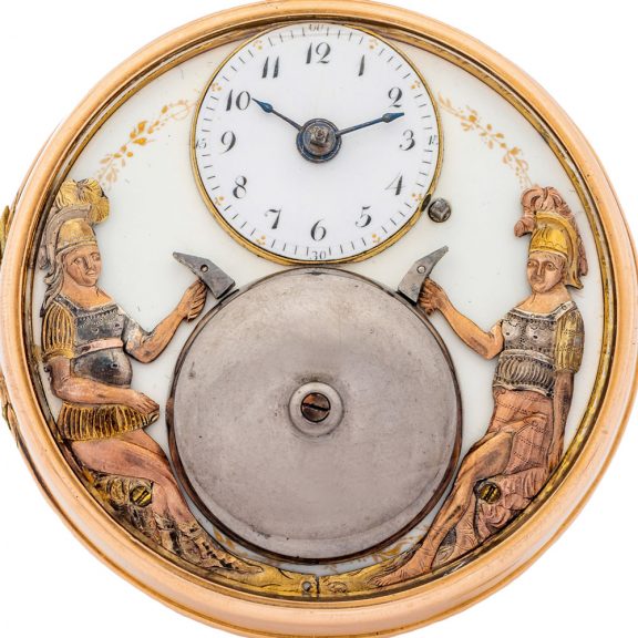 Swiss 18K gold quarter repeater with automaton Jacks Circa 1800 Swiss 18K gold quarter repeater with automaton Jacks Circa 1800