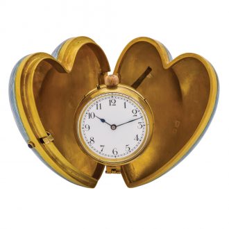 English silver-gilt and enamel heart-shaped pocket watch Circa 1819