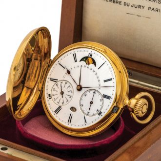 Early Swiss gold and enamel astronomic pocket watch Circa 1867