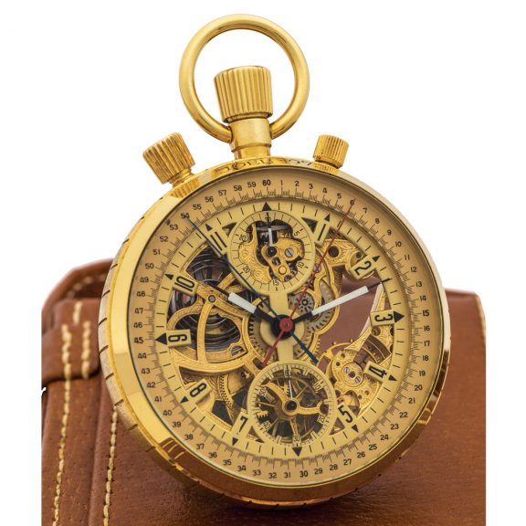 Swiss gold grand luxe skeletonized pocket watch Circa 1972