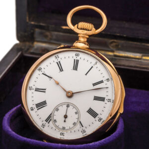 Small Swiss gold quarter repeating keyless pocket watch Circa 1890