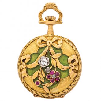 Elegant Swiss yellow gold Art Nouveau pocket watch Circa 1910