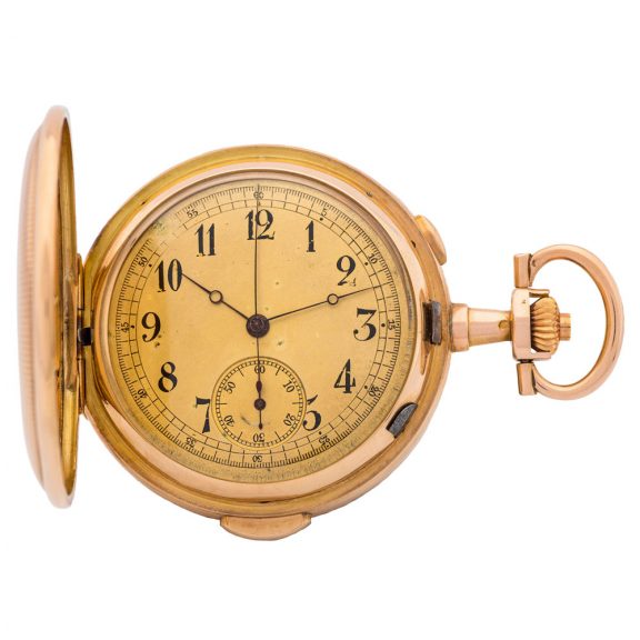 Swiss 14 Carat yellow gold quarter repeating chronograph Circa 1910