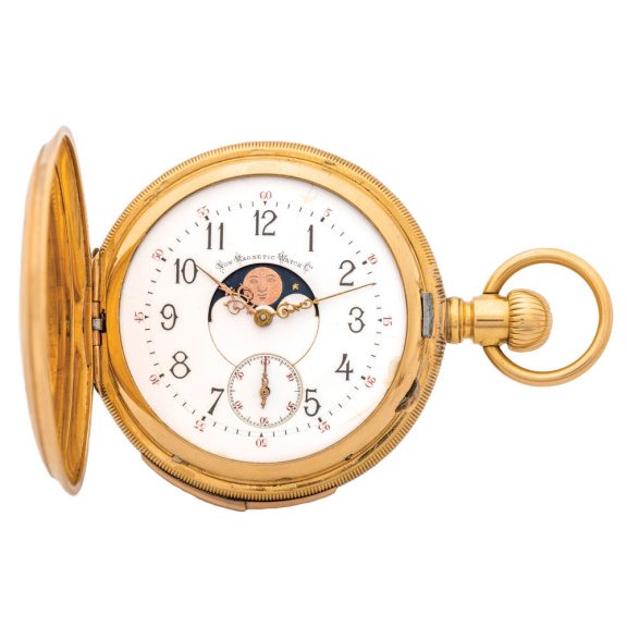 Unusual American gold minute repeater with moon phases Circa 1900