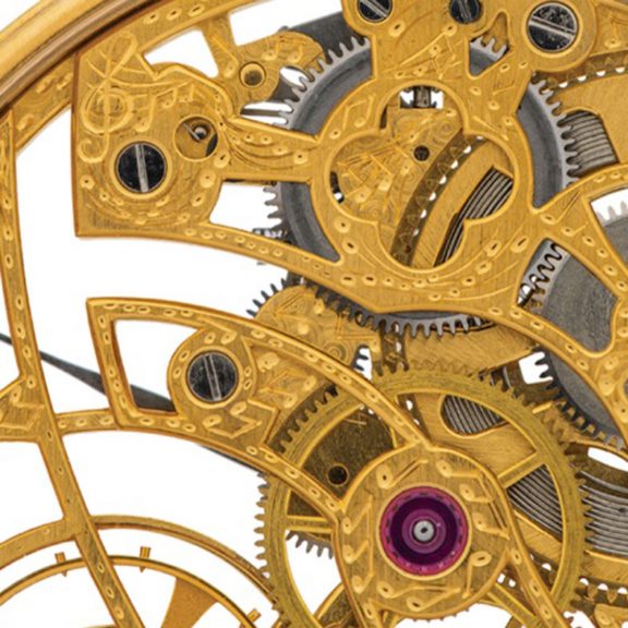 Swiss yellow gold skeletonized keyless dress watch Circa 1900 Swiss yellow gold skeletonized keyless dress watch Circa 1900