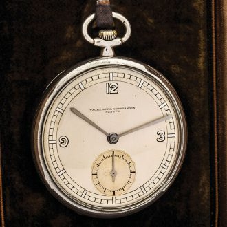 Swiss silver keyless pocket watch with a two-tone dial Circa 1910