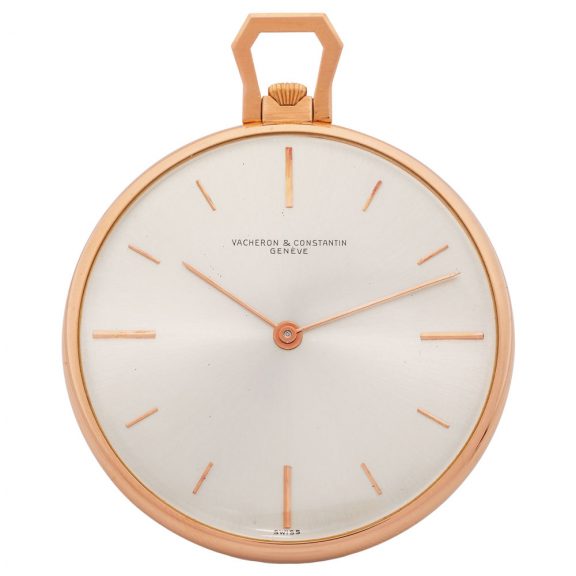 Thin Swiss 18 carat pink gold keyless dress watch Circa 1960
